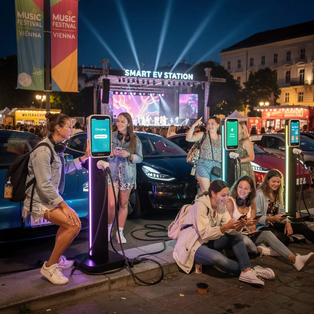 Anzeige des digitalen Zahlungssystems an der Ladestation