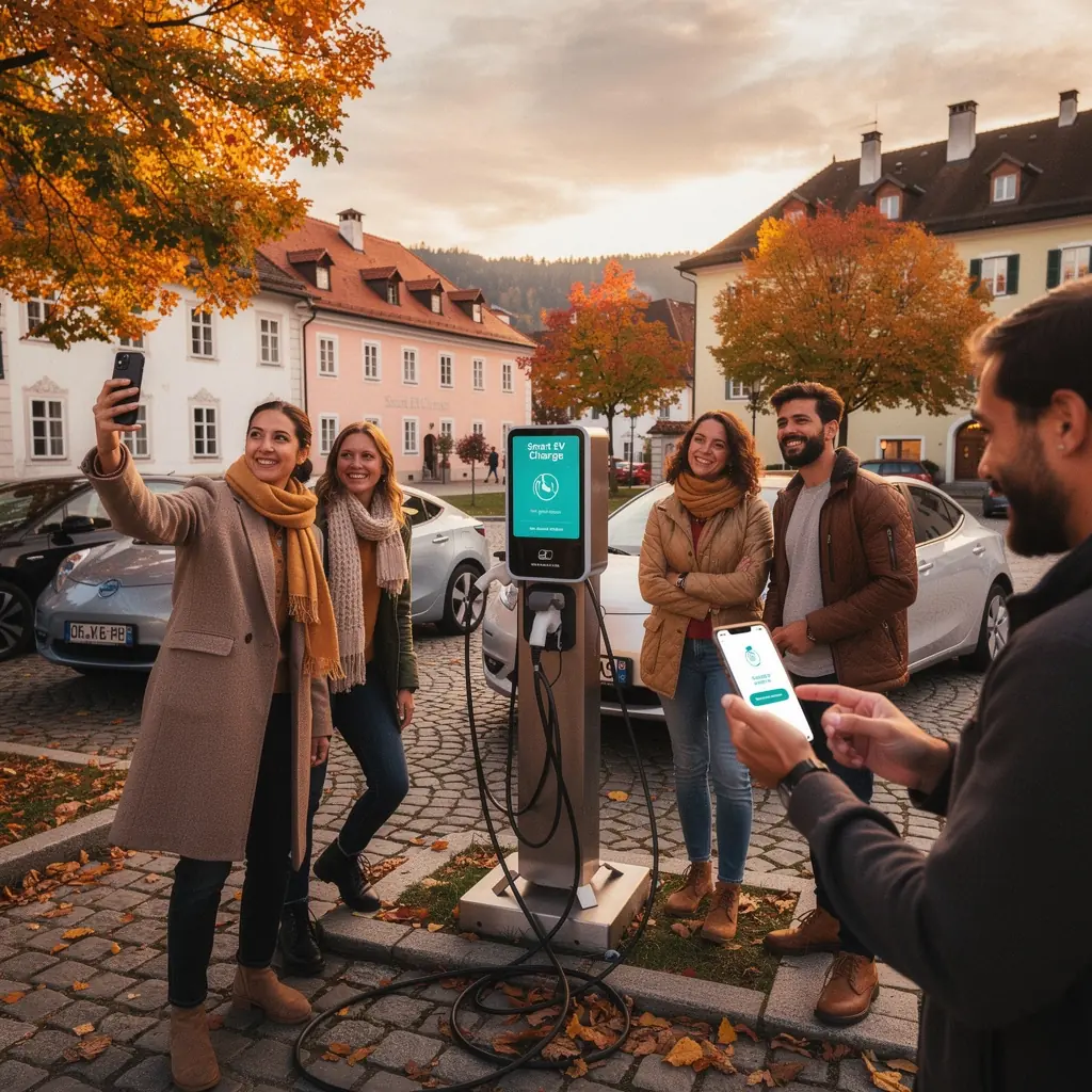Benutzerfreundliche mobile App für kontaktloses Laden von Elektrofahrzeugen